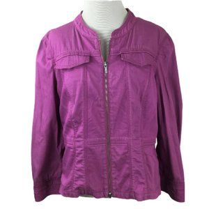Lafayette 148 New York Magenta Zip-Up Jacket m